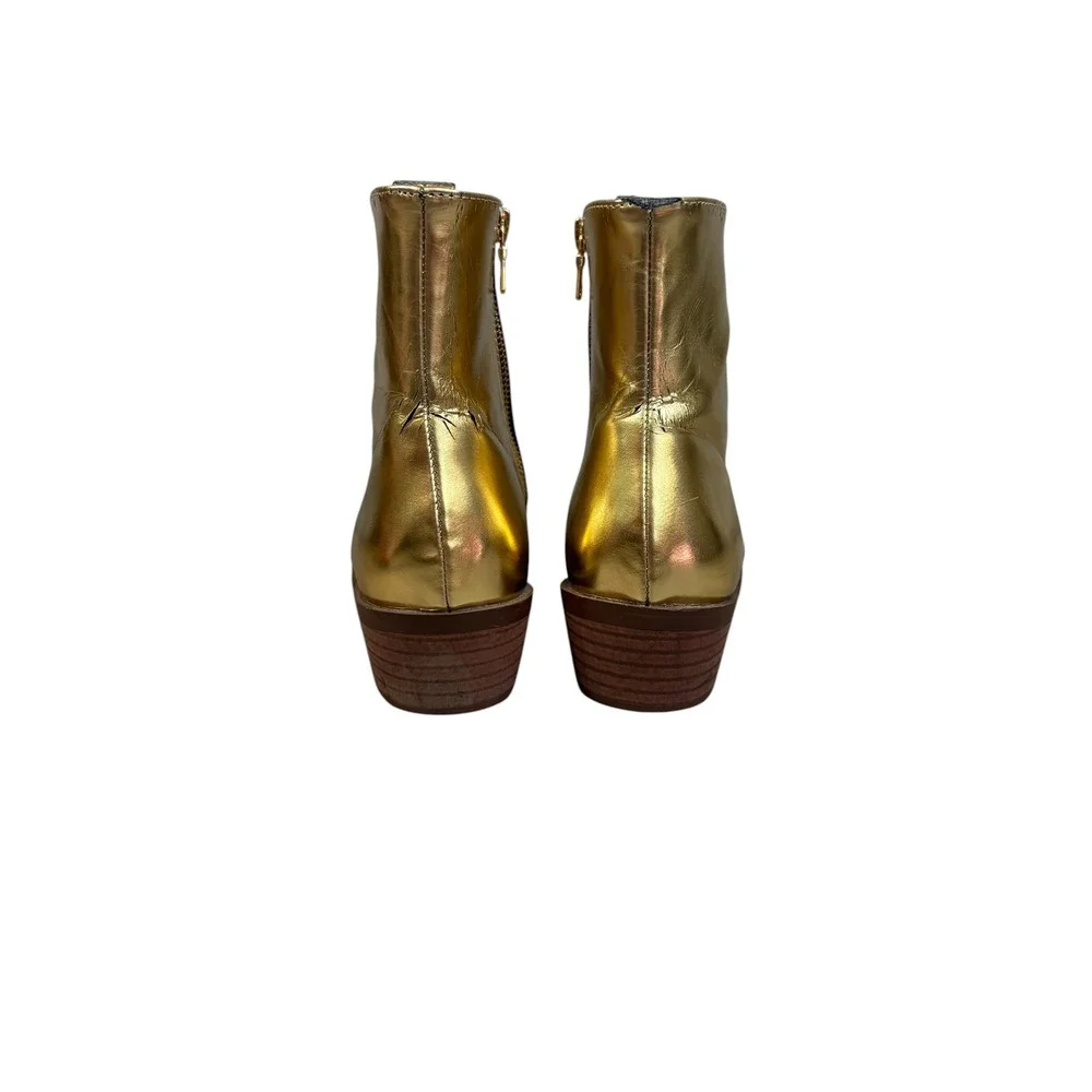 Straight To Hell Men's Vegan Richards Gold Boot 8.5 Chelsea Beatle Winklepickers